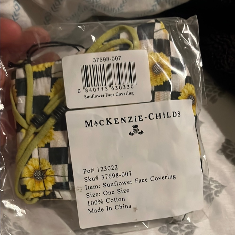MacKenzie-Childs Sunflower Face Covering - Black and Yellow new
